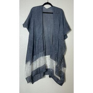 Gray White Pearl Sequin Kimono Lightweight Cover Up One Size Cottagecore Boho